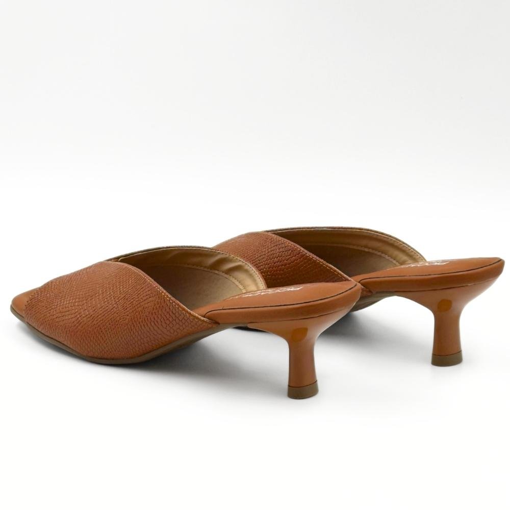 Tamanco Piccadilly Slide Salto Fino Baixo Feminino Marrom 3