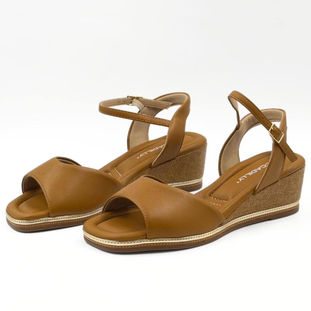 Sandália Piccadilly Anabela Casual Feminina Mascavo 2