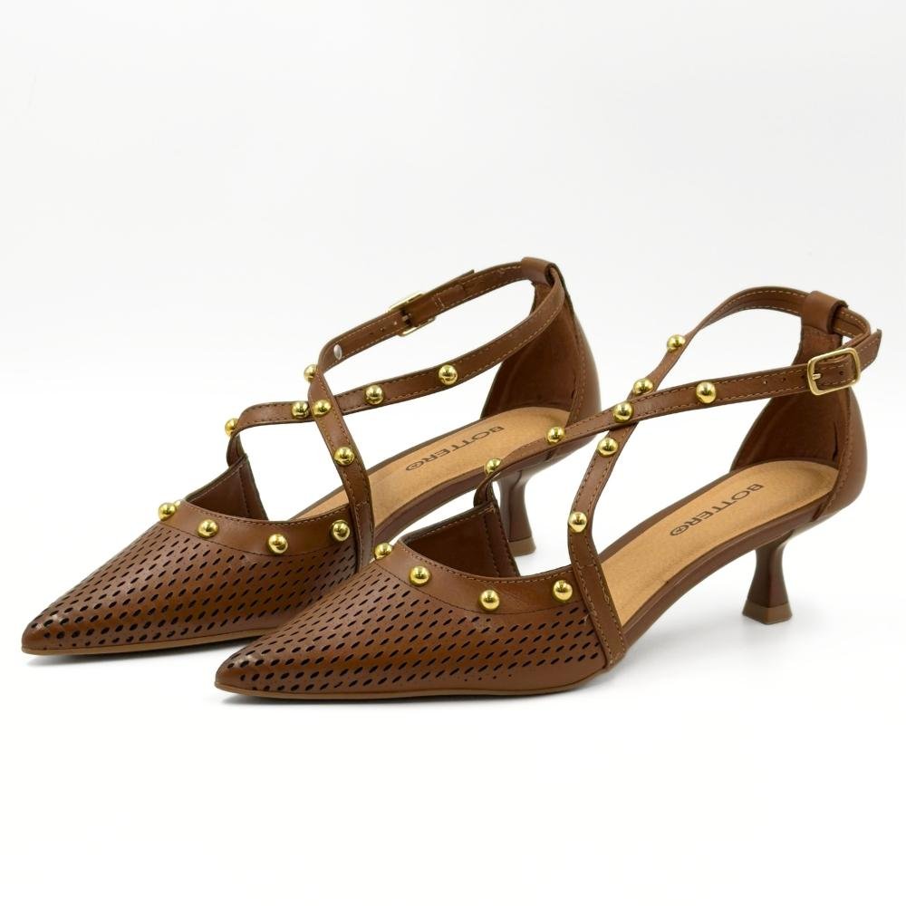 Sapato Bottero Slingback Salto Taça Fino Feminino Chocolate 2