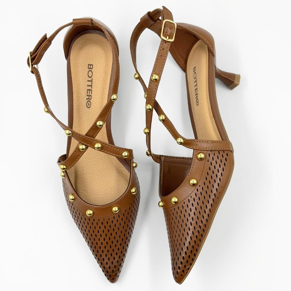 Sapato Bottero Slingback Salto Taça Fino Feminino Chocolate 4