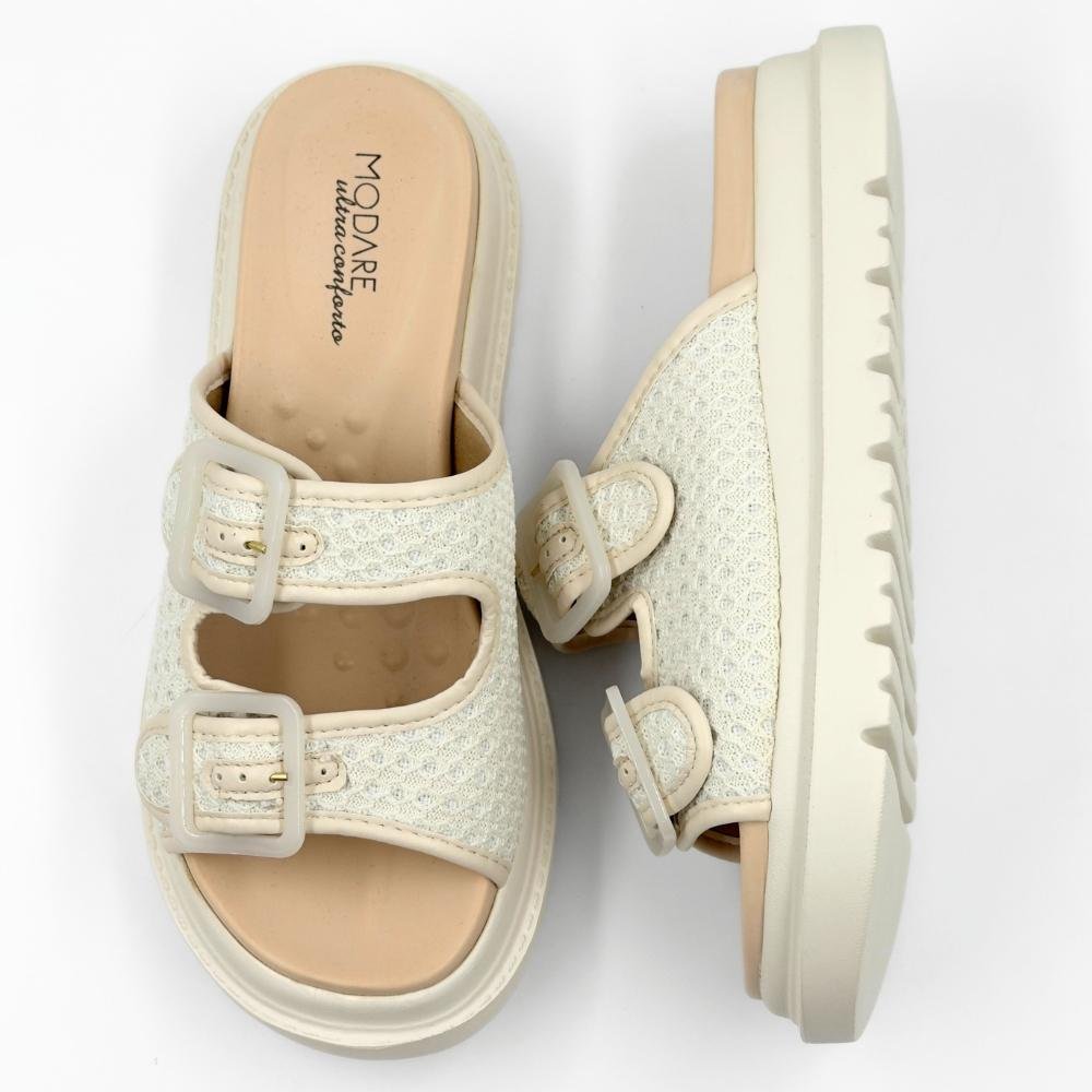 Tamanco Modare Slide Flatform com Fivela Feminino Off White 4