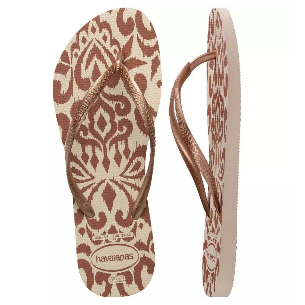 Chinelo Havaianas Tira Fina Slim Classy Essence Feminino Bege/Palha 4