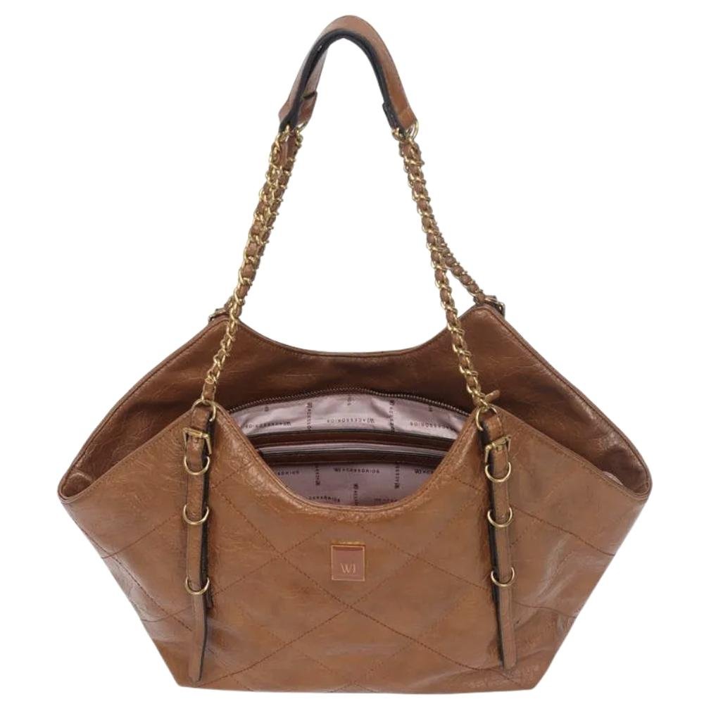 Bolsa Wj Sacola Média com Correntes Feminina Marrom 4