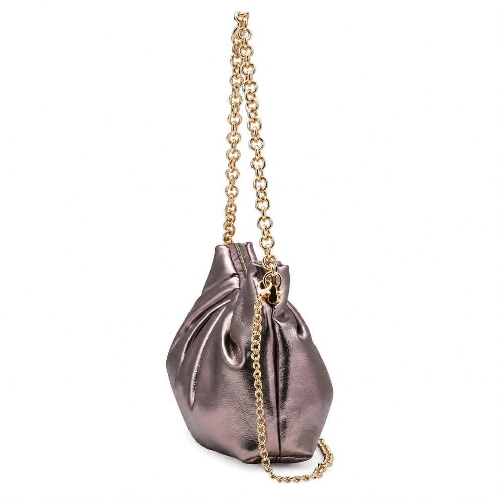 Bolsa Chenson de Festa Tira Colo Metalizada em P.u Feminina Prata Velho 2