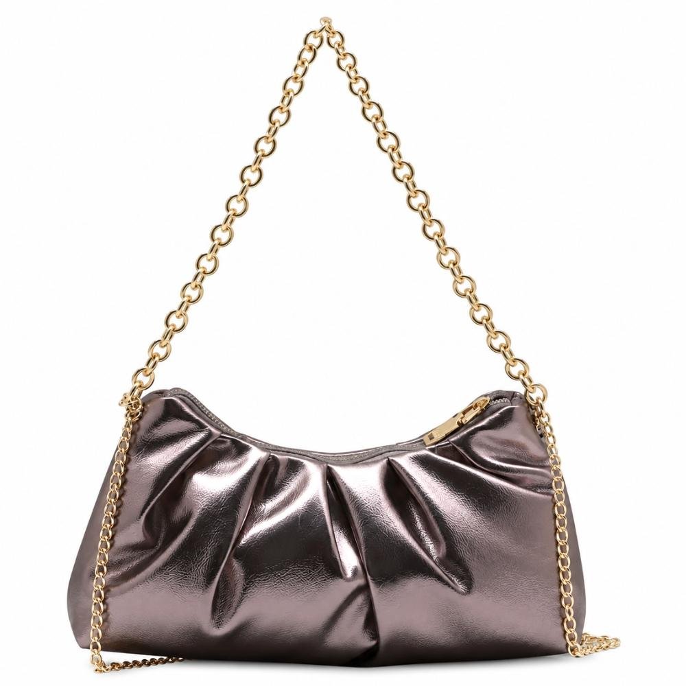 Bolsa Chenson de Festa Tira Colo Metalizada em P.u Feminina Prata Velho 3