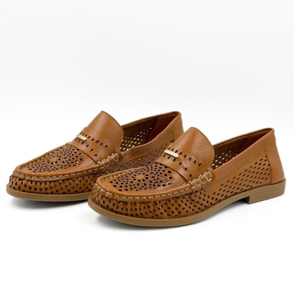 Sapato Bottero Loafer Salto Baixo Feminino Caramelo 2
