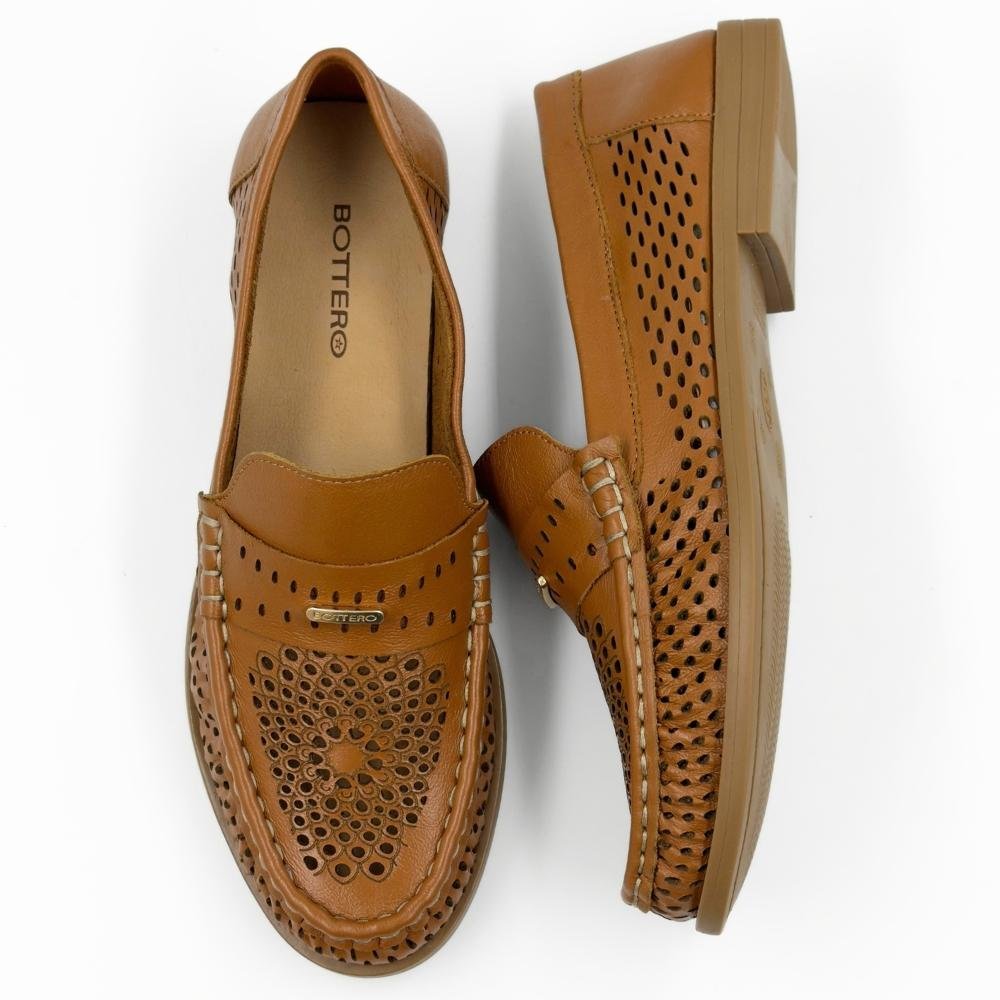 Sapato Bottero Loafer Salto Baixo Feminino Caramelo 4