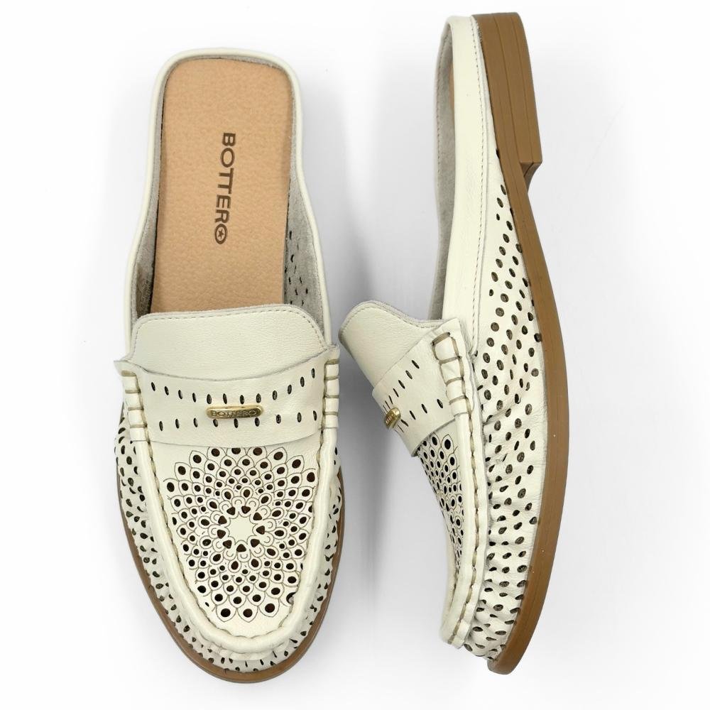 Mule Bottero Bico Redondo Salto Baixo Feminino Off White 4