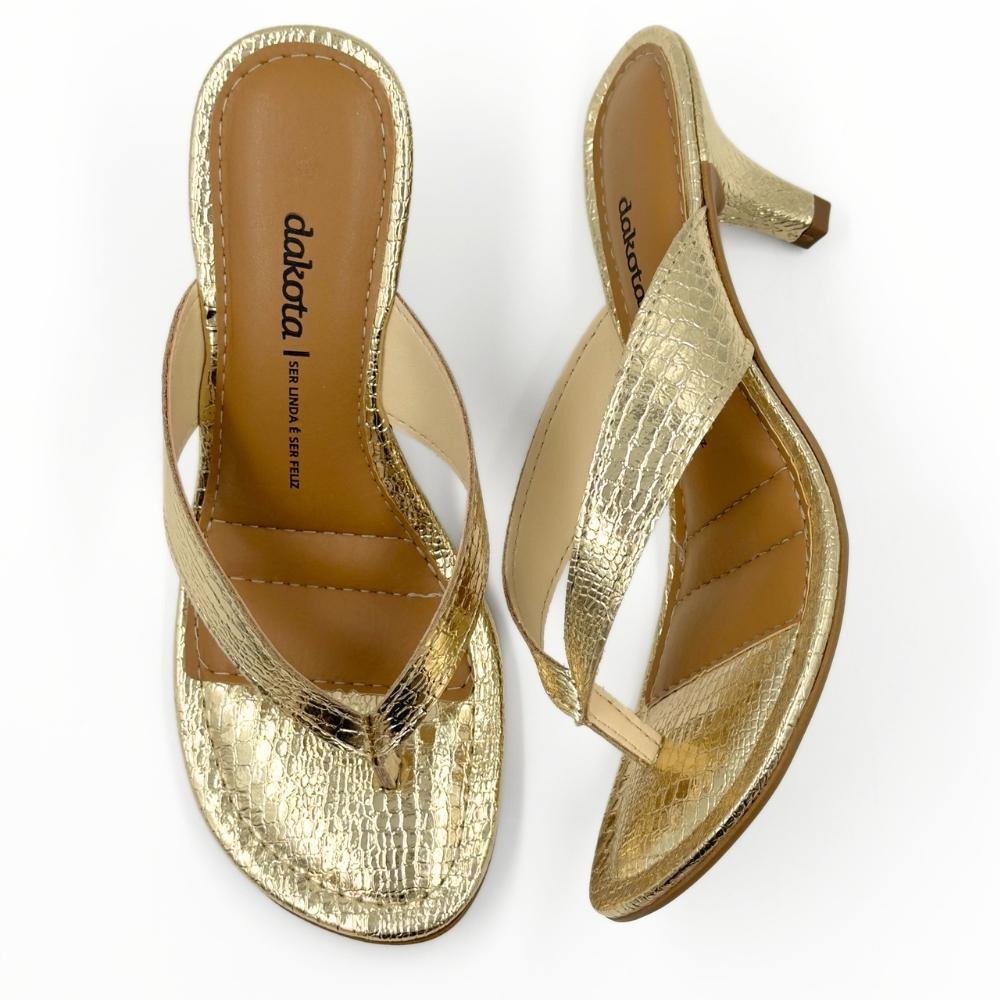 Tamanco Dakota Metalizado Tira Larga Salto Fino Feminino Champagne 4