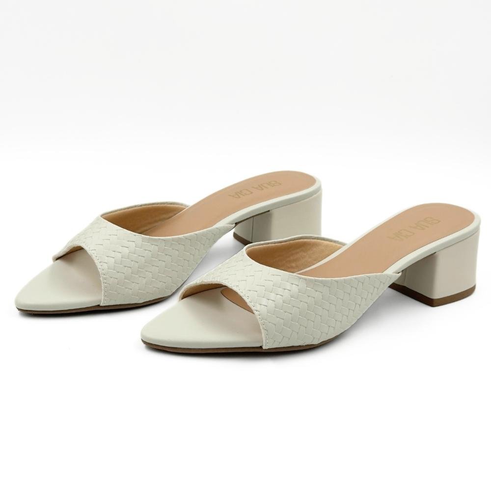Tamanco Sua Cia Slide Salto Bloco Feminino Off White 2