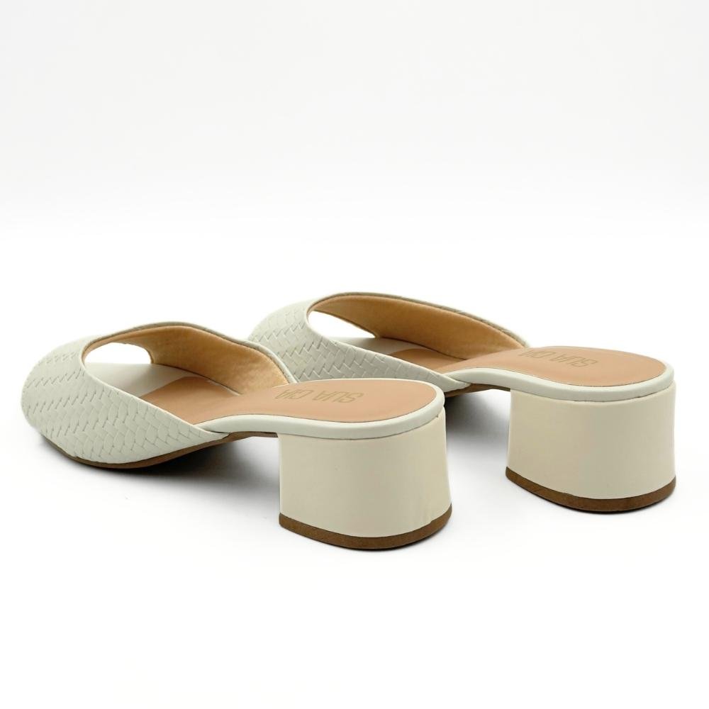 Tamanco Sua Cia Slide Salto Bloco Feminino Off White 3