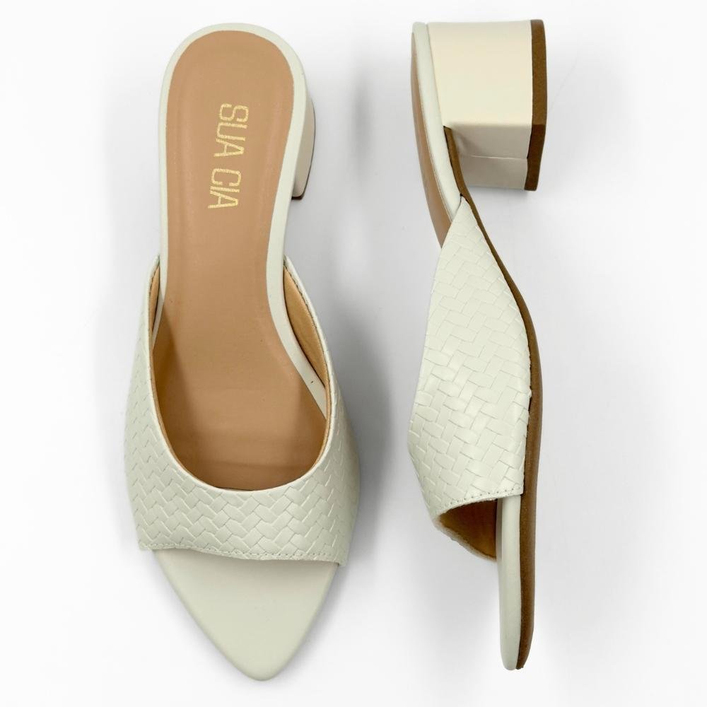 Tamanco Sua Cia Slide Salto Bloco Feminino Off White 4