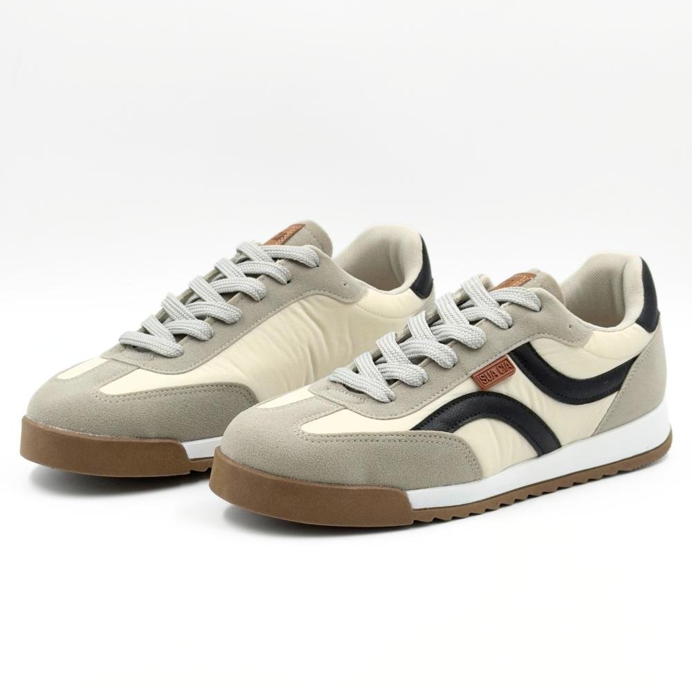 Tênis Sua Cia Casual com Cadarço Feminino Off White/Cinza/Preto 2