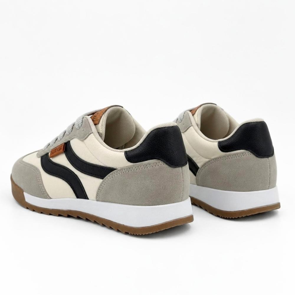 Tênis Sua Cia Casual com Cadarço Feminino Off White/Cinza/Preto 3