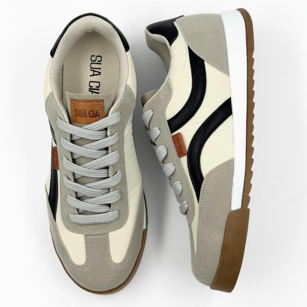 Tênis Sua Cia Casual com Cadarço Feminino Off White/Cinza/Preto 4