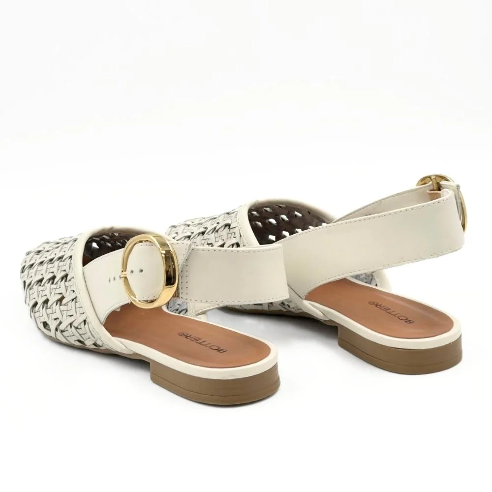Sapato Bottero Slingback Salto Baixo Feminino Off White 3
