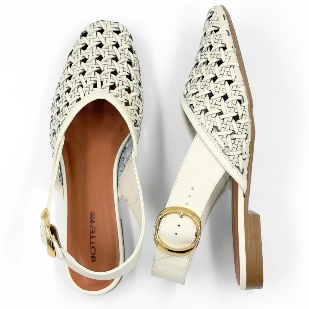 Sapato Bottero Slingback Salto Baixo Feminino Off White 4
