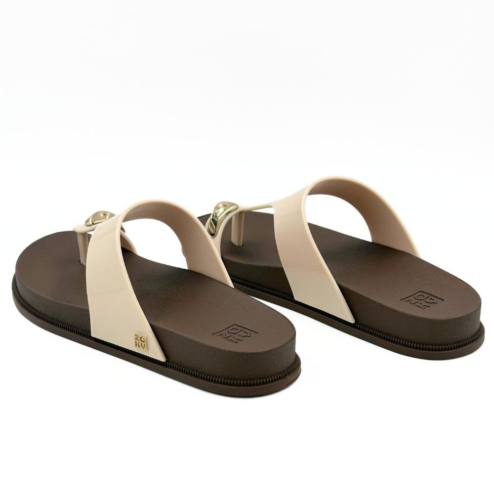 Tamanco Zaxy Buzz Tira Larga Feminino Off White/Marrom 3