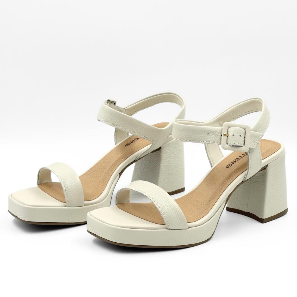 Sandália Bottero Casual Meia Pata Salto Bloco Feminina Off White 2