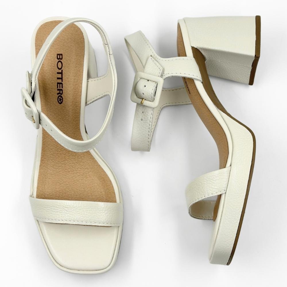 Sandália Bottero Casual Meia Pata Salto Bloco Feminina Off White 4