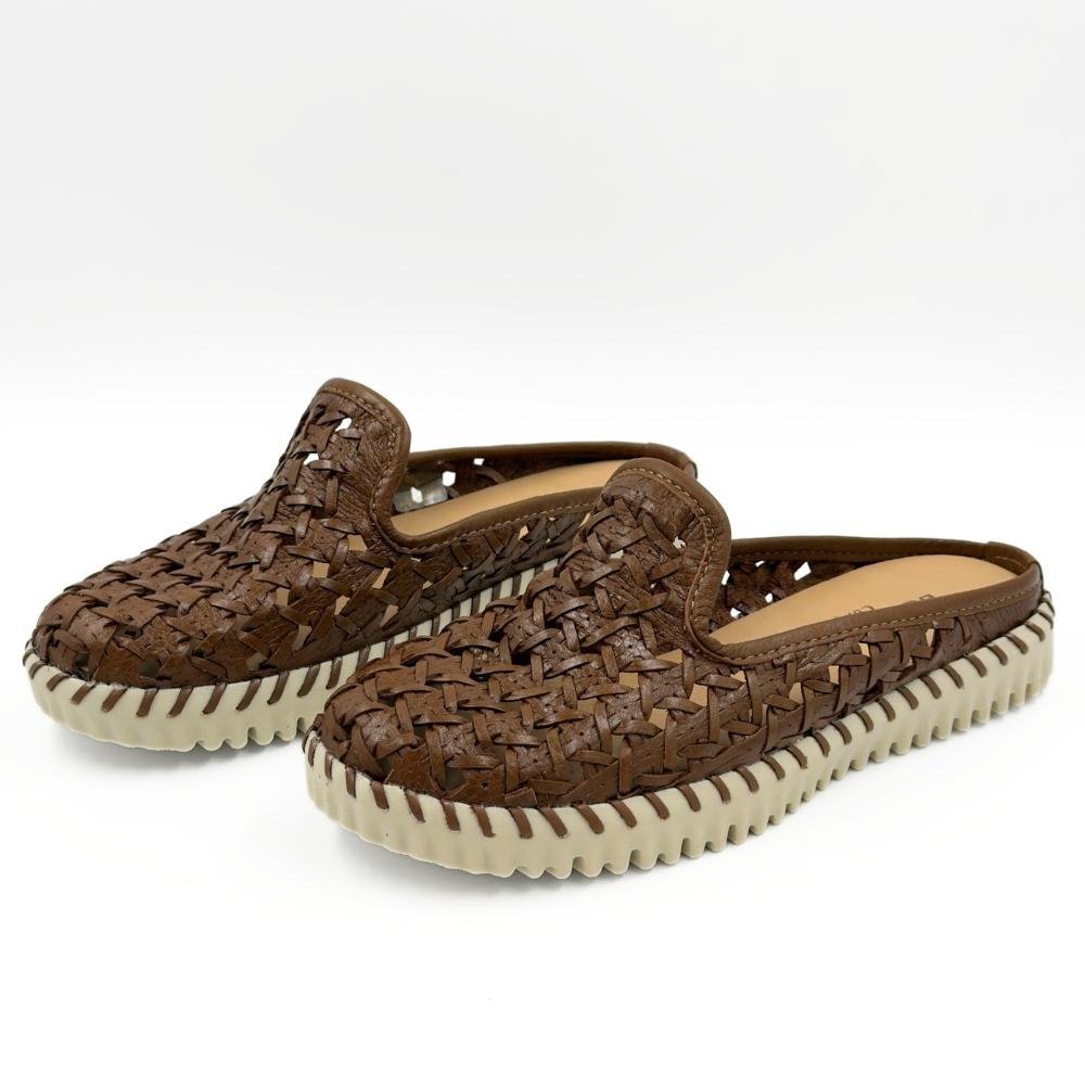 Mule Bottero Casual Tramado Rasteiro Feminino Chocolate 2