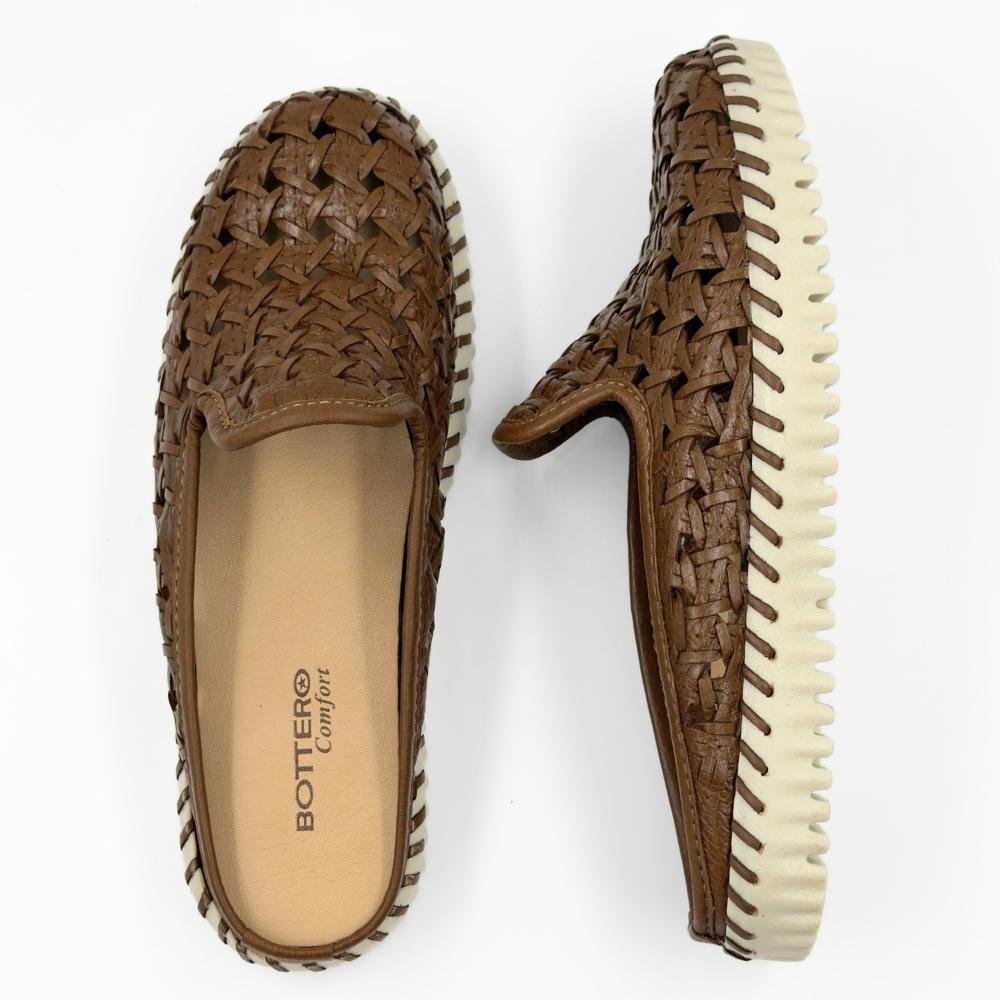 Mule Bottero Casual Tramado Rasteiro Feminino Chocolate 4
