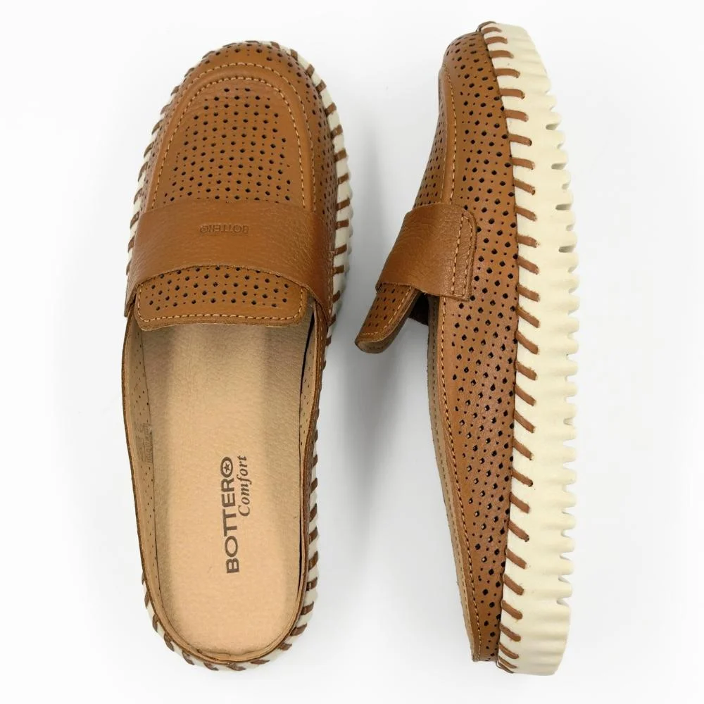 Mule Bottero Casual Bico Redondo Rasteiro Feminino Caramelo 4