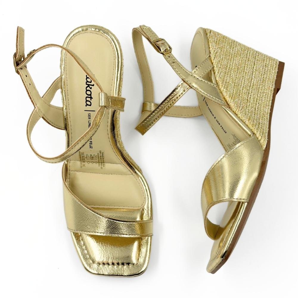Sandália Dakota Casual Metalizada Anabela Feminina Champagne 4