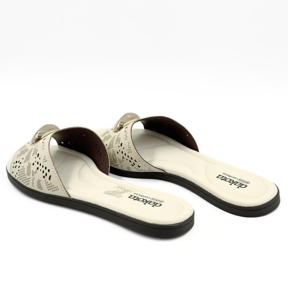 Tamanco Dakota Casual Rasteira Slide com Aplicação Feminino Bege 3