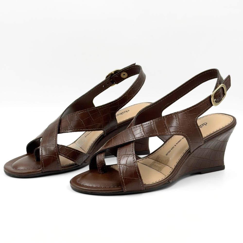 Sandália Dakota Casual Croco Anabela Feminina Café 2