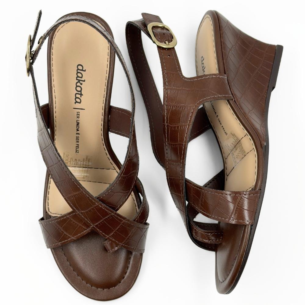 Sandália Dakota Casual Croco Anabela Feminina Café 4