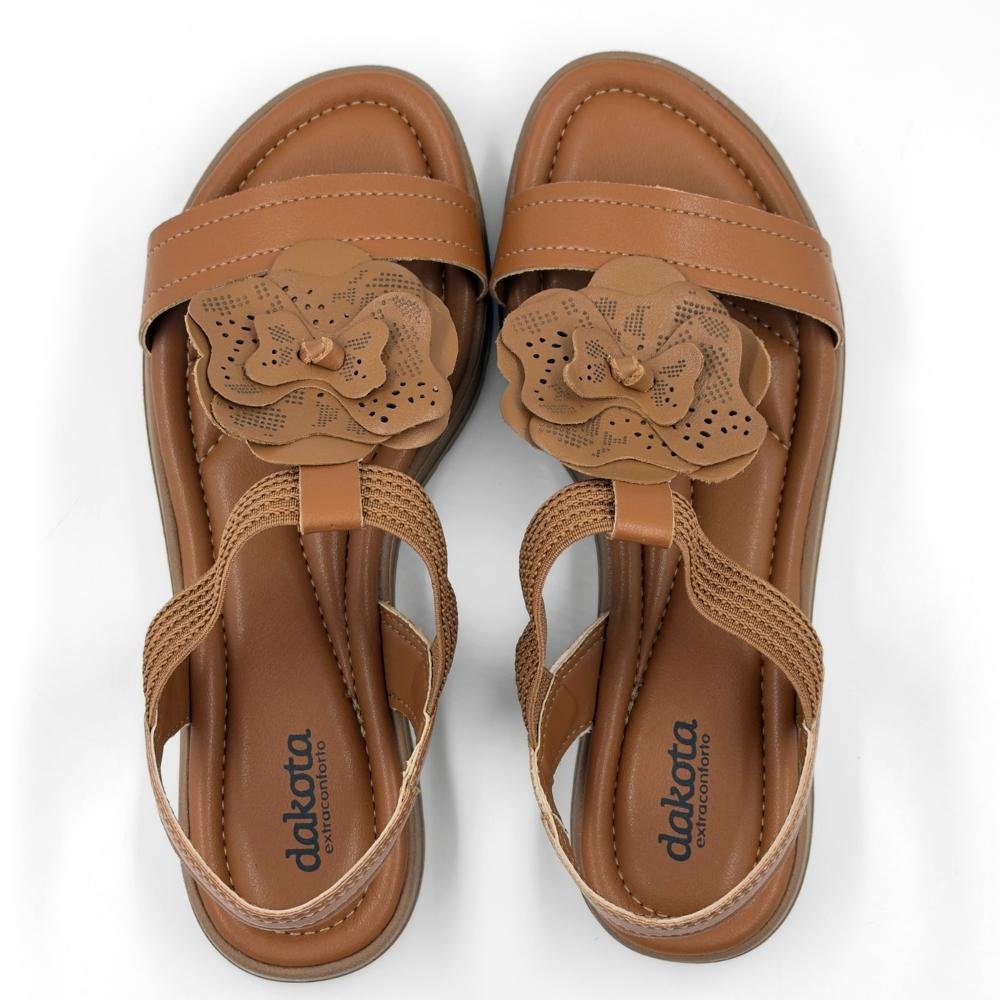 Sandália Dakota Casual Rasteira com Flor Feminina Mascavo 4