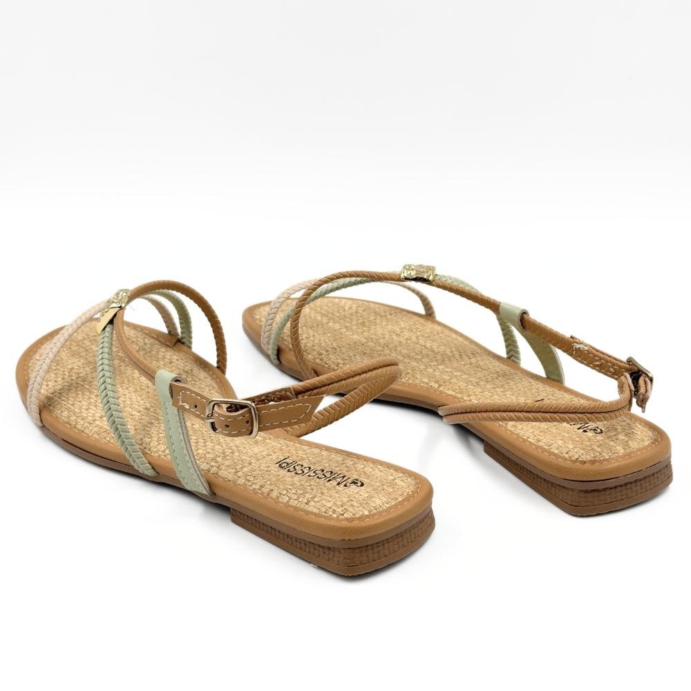 Sandália Mississipi Rasteira Casual Feminina Salvia/Mel 3