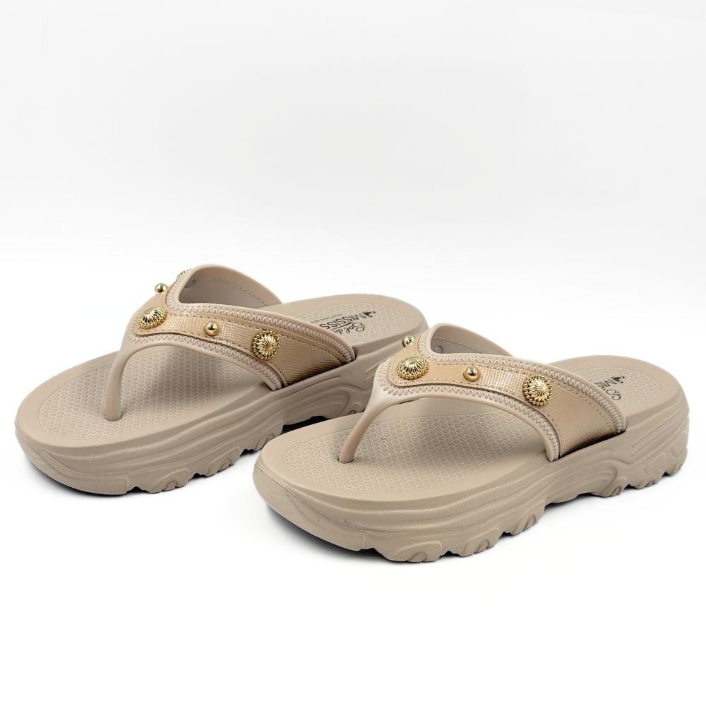 Tamanco Mississipi Flatform Tira Larga com Aplicações Feminino Marfim 2