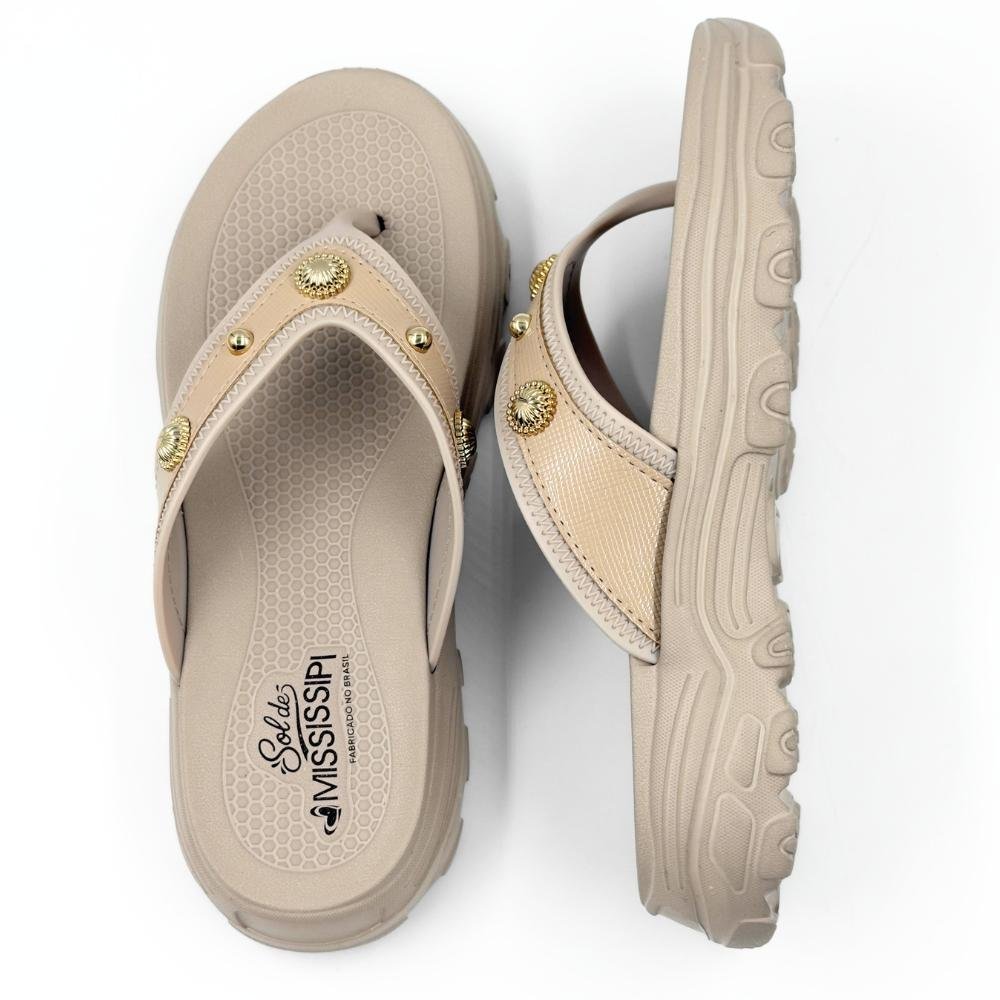 Tamanco Mississipi Flatform Tira Larga com Aplicações Feminino Marfim 4