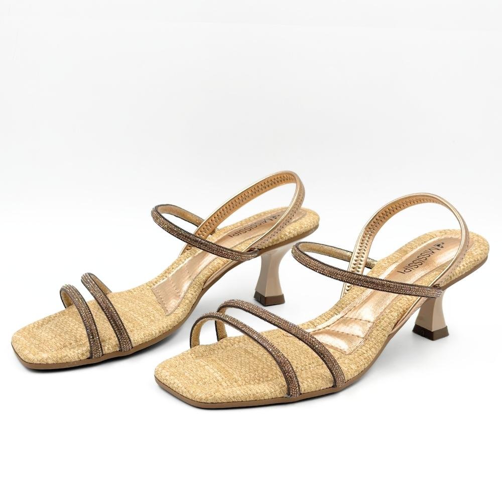 Sandália Mississipi Social com Strass Salto Fino Feminina Rose 2