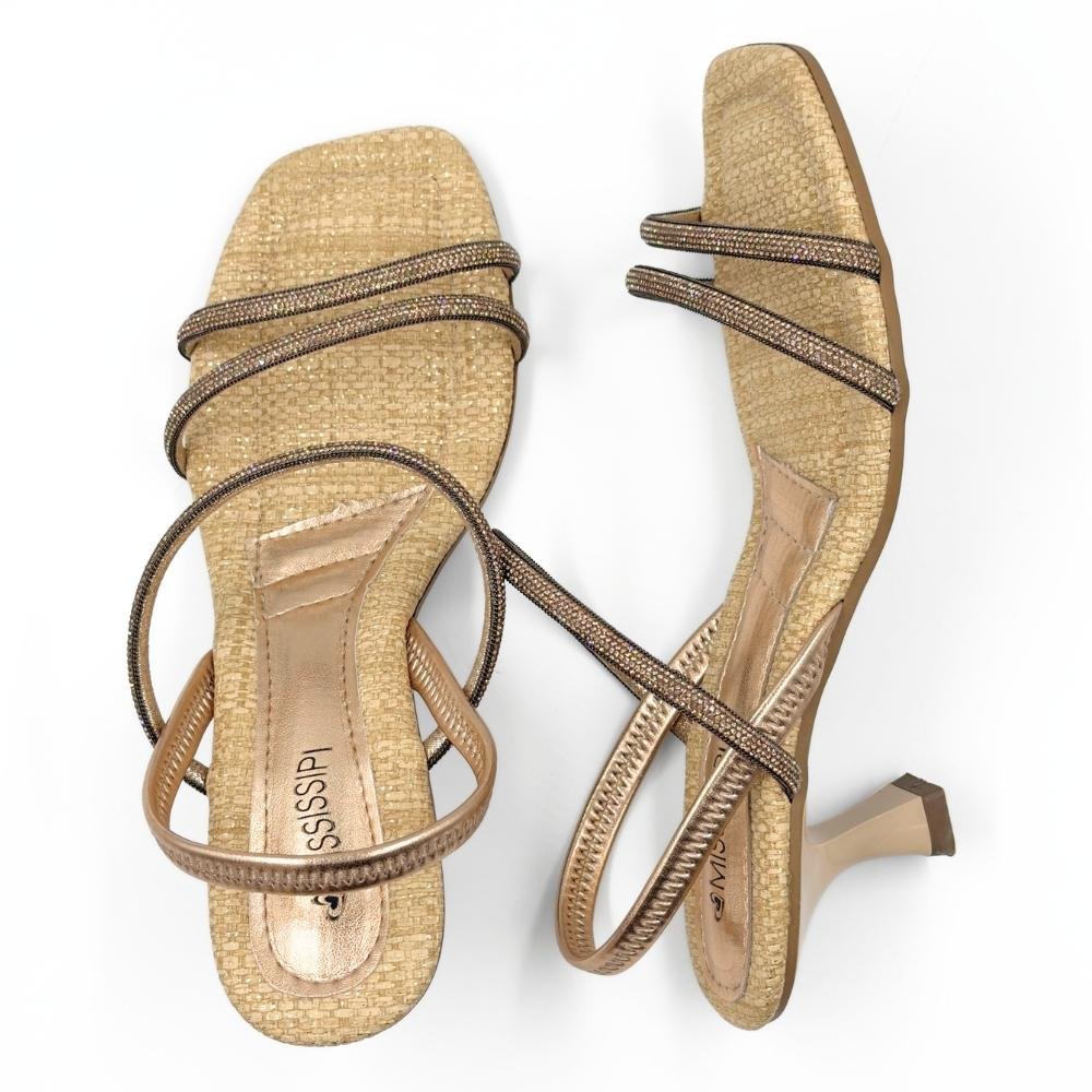 Sandália Mississipi Social com Strass Salto Fino Feminina Rose 4