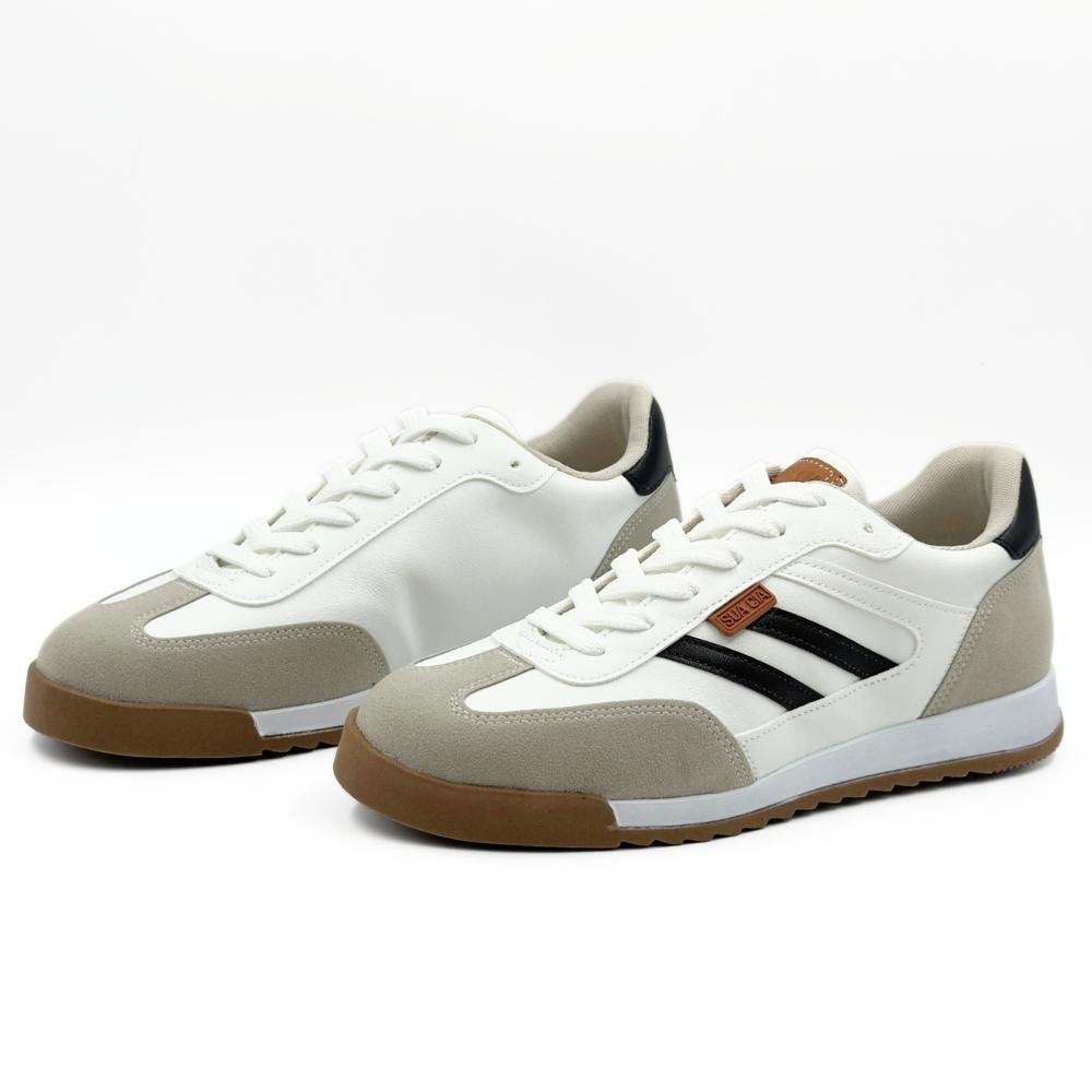 Tênis Sua Cia Casual em Napa com Cadarço Feminino Branco/Cinza/Preto 2