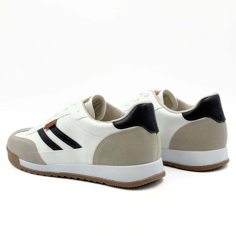 Tênis Sua Cia Casual em Napa com Cadarço Feminino Branco/Cinza/Preto 3