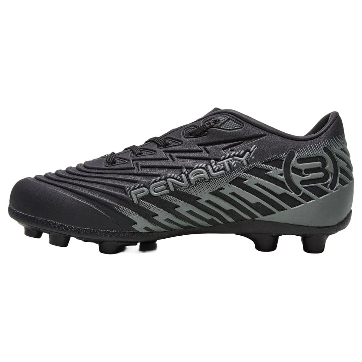 Chuteira Campo Penalty Bravo 3 Kids Infantil Preto e Cinza Preto/Cinza 2