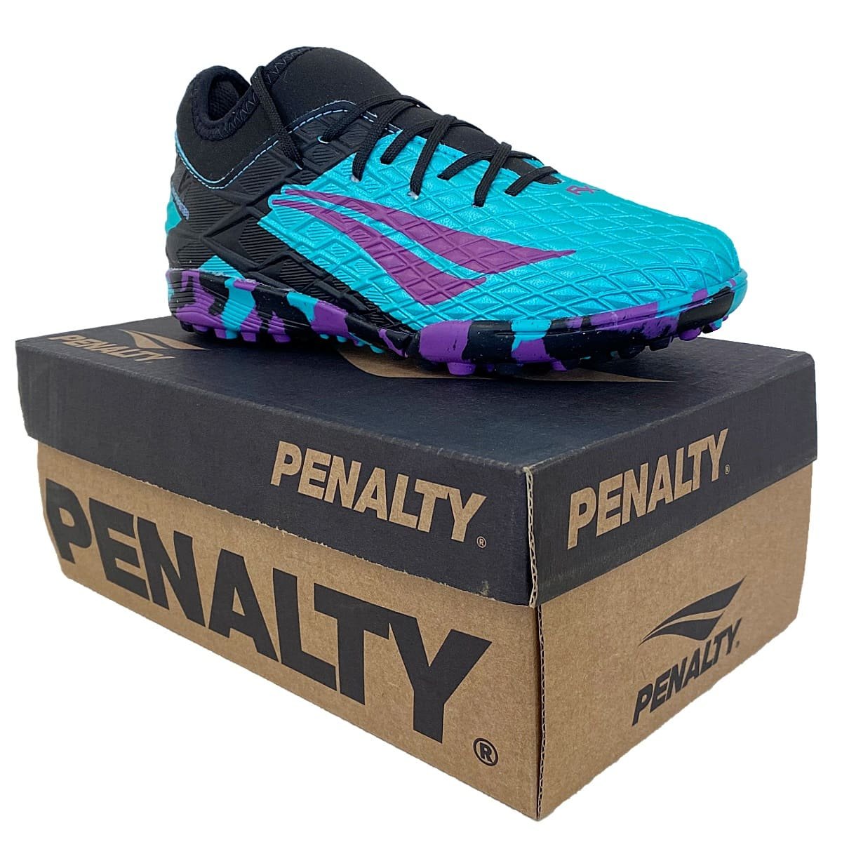 Chuteira Society Penalty Rx Locker Y-3 Infantil Turquesa e Preto Azul/Preto 8
