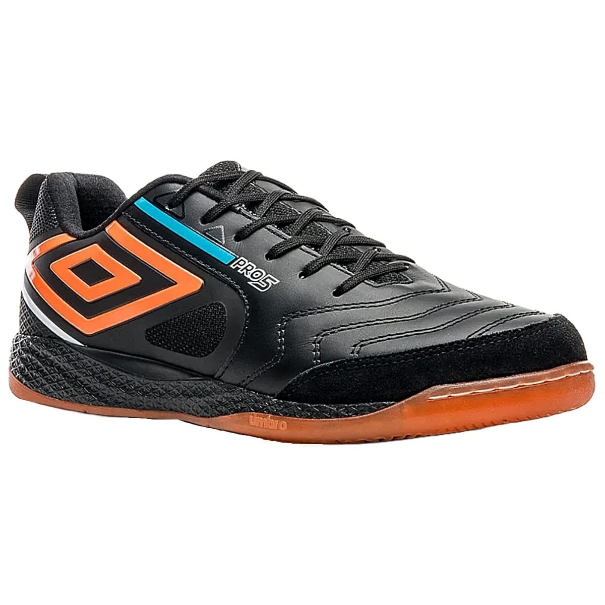 Chuteira Futsal Umbro Pro 5 Bump Masculino Preto e Laranja Preto/Laranja 2