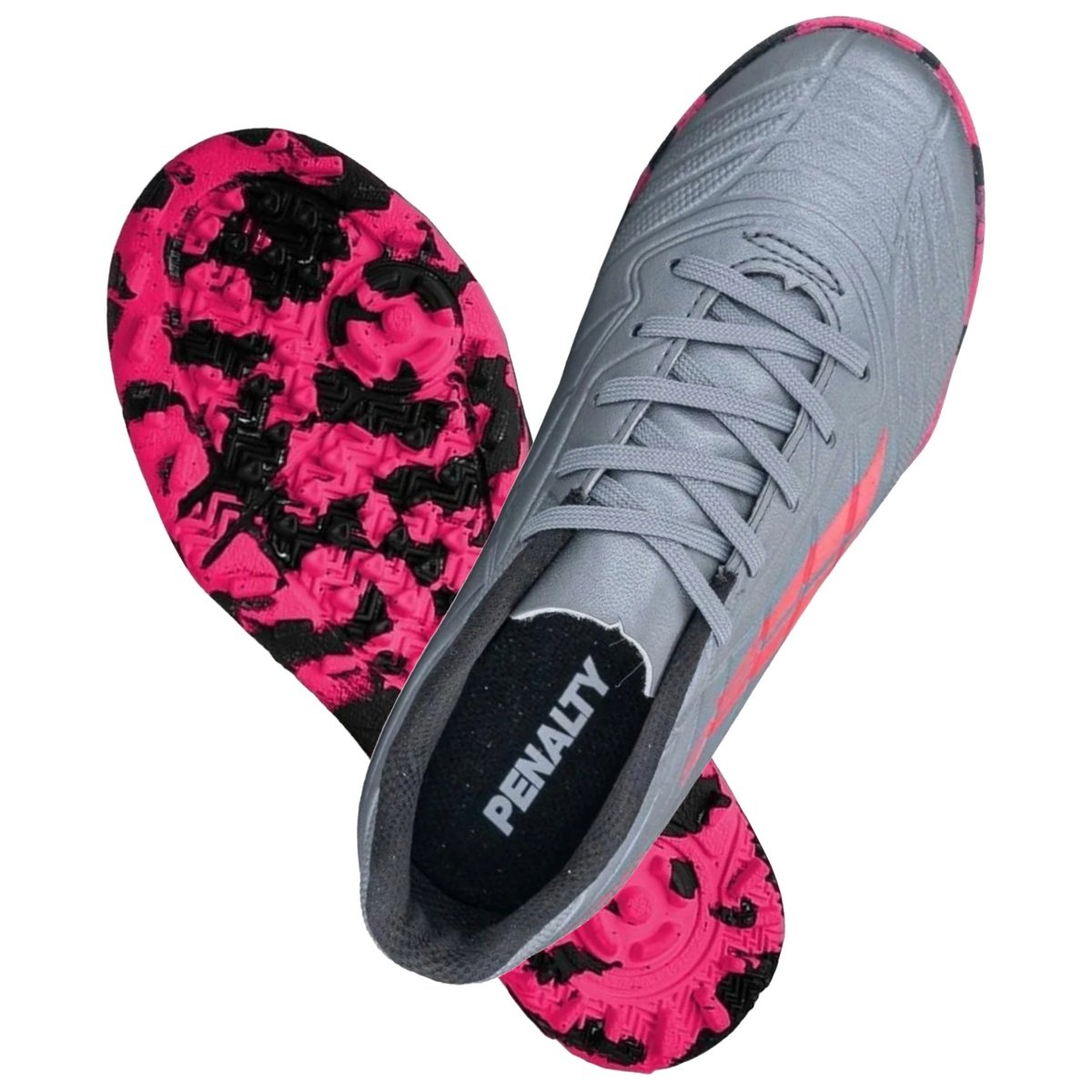Chuteira Society Penalty Matis Kids XXI Infantil Cinza e Pink Cinza/Rosa 6