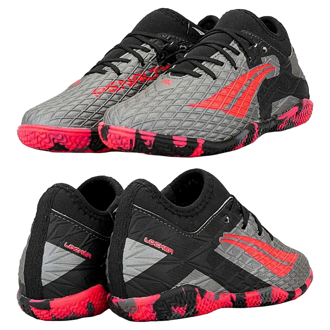 Chuteira Futsal Penalty RX Locker Y-3 Infantil Cinza e Pink Cinza/Rosa 7