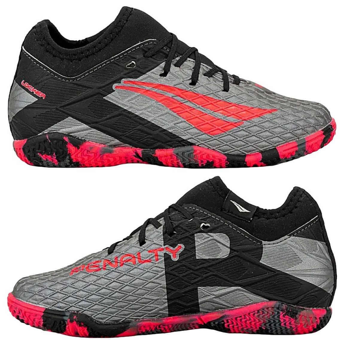 Chuteira Futsal Penalty RX Locker Y-3 Infantil Cinza e Pink Cinza/Rosa 6