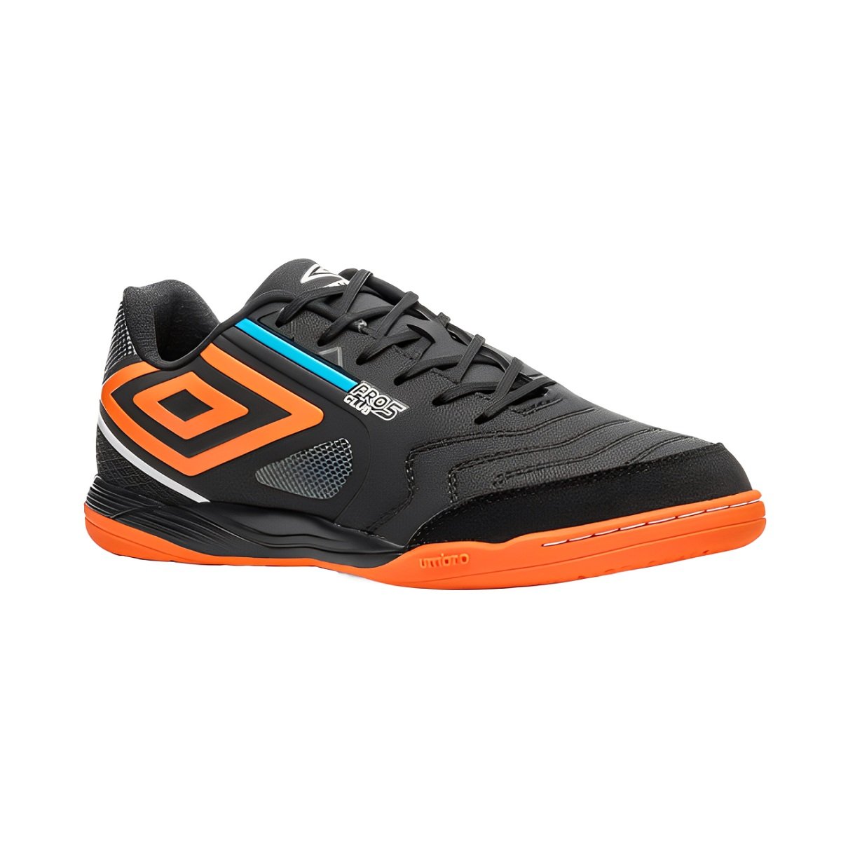 Chuteira Futsal Umbro Pro 5 Bump Club Masculino Preto e Laranja Preto 2