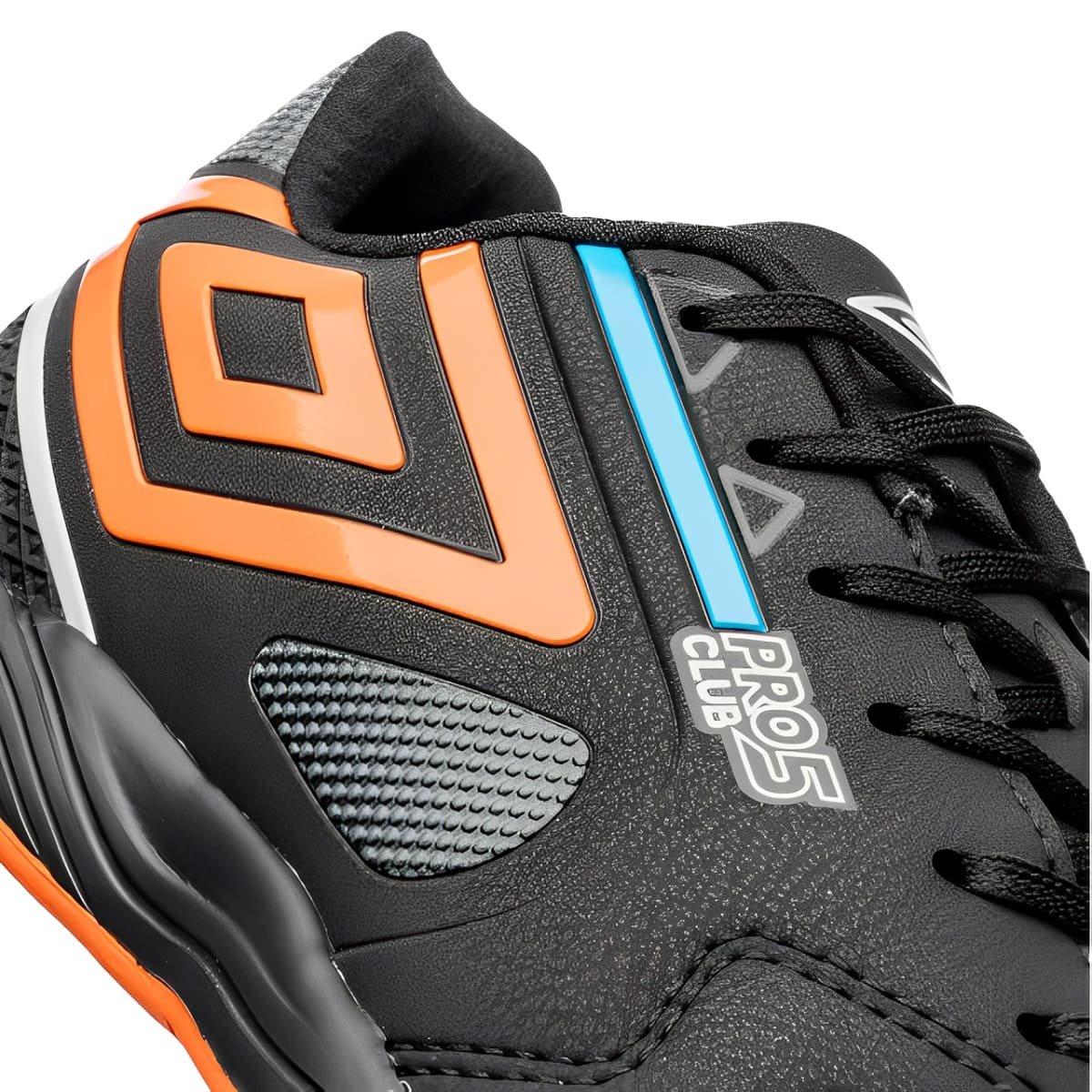 Chuteira Futsal Umbro Pro 5 Bump Club Masculino Preto e Laranja Preto 4