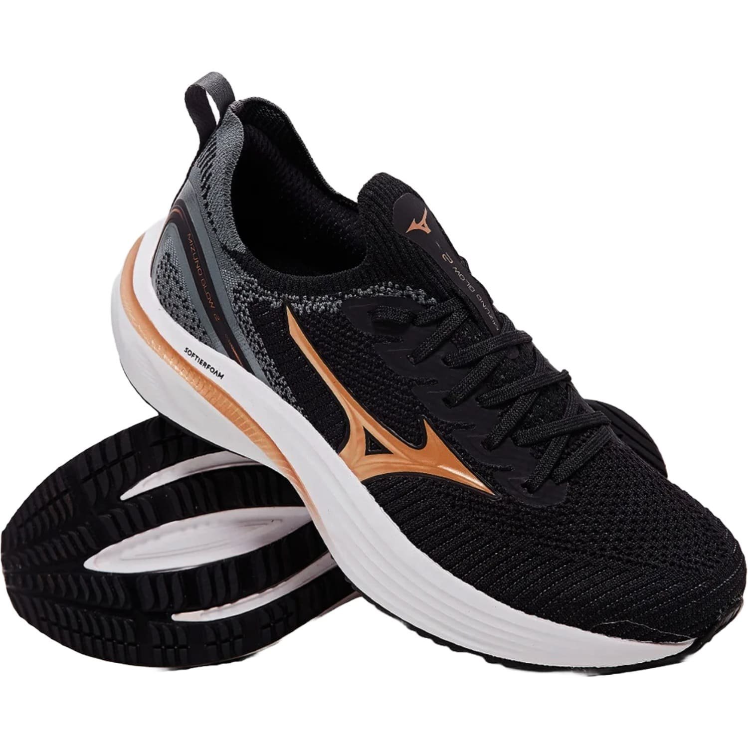Tênis Mizuno Glow 2 Feminino Preto/Laranja 4
