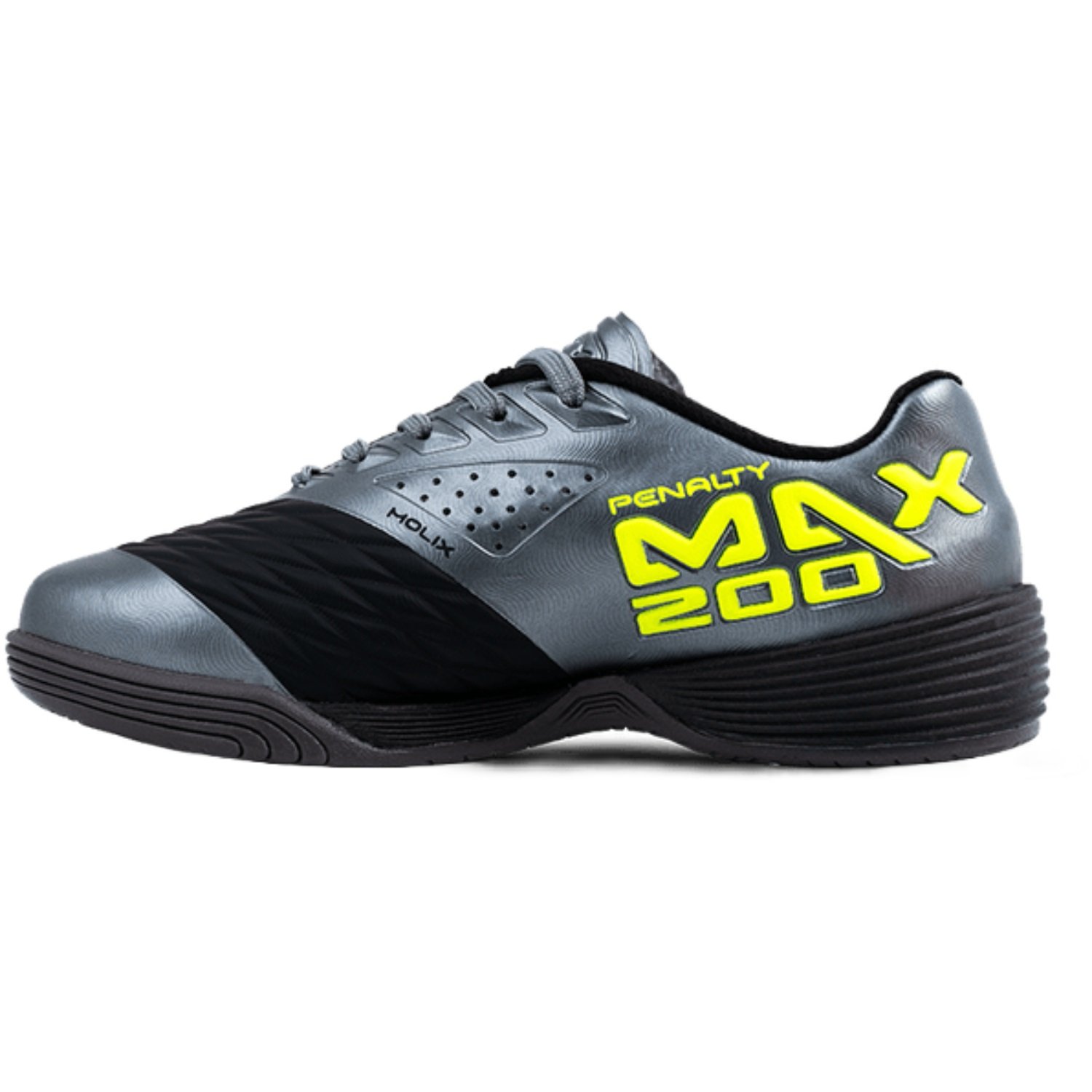 Chuteira Futsal Penalty Max 200 Infantil Cinza/Preto/Amarelo 2