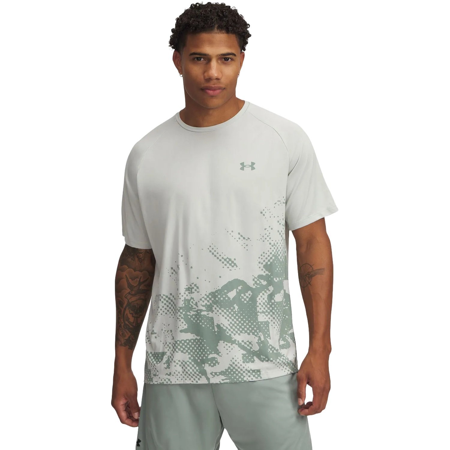 Camiseta Under Armour Tech Fade Masculino Branco/Verde 2